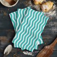 thumbnail image 6 of Teal Aqua Moire Ombre Kitchen Towels Set of 3, Water Absorbent Dish Towel, Water Ripple Stripe Farmhouse Decorative Hand Towels - Quick Drying Cloth for Cooking Baking, 18x28 Inch, 6 of 8