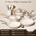 thumbnail image 2 of Slowfeel 15-Piece Pots and Pans Set, Nonstick Cookware Set with Utensils, Induction Compatible, White Granite, 2 of 8