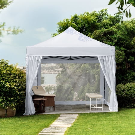 SmileMart 10  x 10  White Enclosed Outdoor Canopy with Wheeled Carry Bag