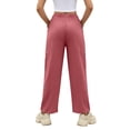 thumbnail image 5 of Linen Barrel Pants Women Drawstring High Waisted Wide Leg Trousers Summer Lounge Pants with Pockets Boho Beach Pant, M, 5 of 8