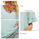 thumbnail image 4 of Las mujeres Con Cuello En V Tops Color Puro Suave Agradable A La Piel de Manga Corta Camiseta para Citas Compras Luz Verde L, 4 of 5