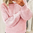 thumbnail image 3 of Duoif Sweaters for Women Trendy Women's Autumn and Winter New Casual Thickened and Warm Solid Color External Knitted Pullover Sweater Women's Sweaters Womens Tops Pink XXXXL, 3 of 6