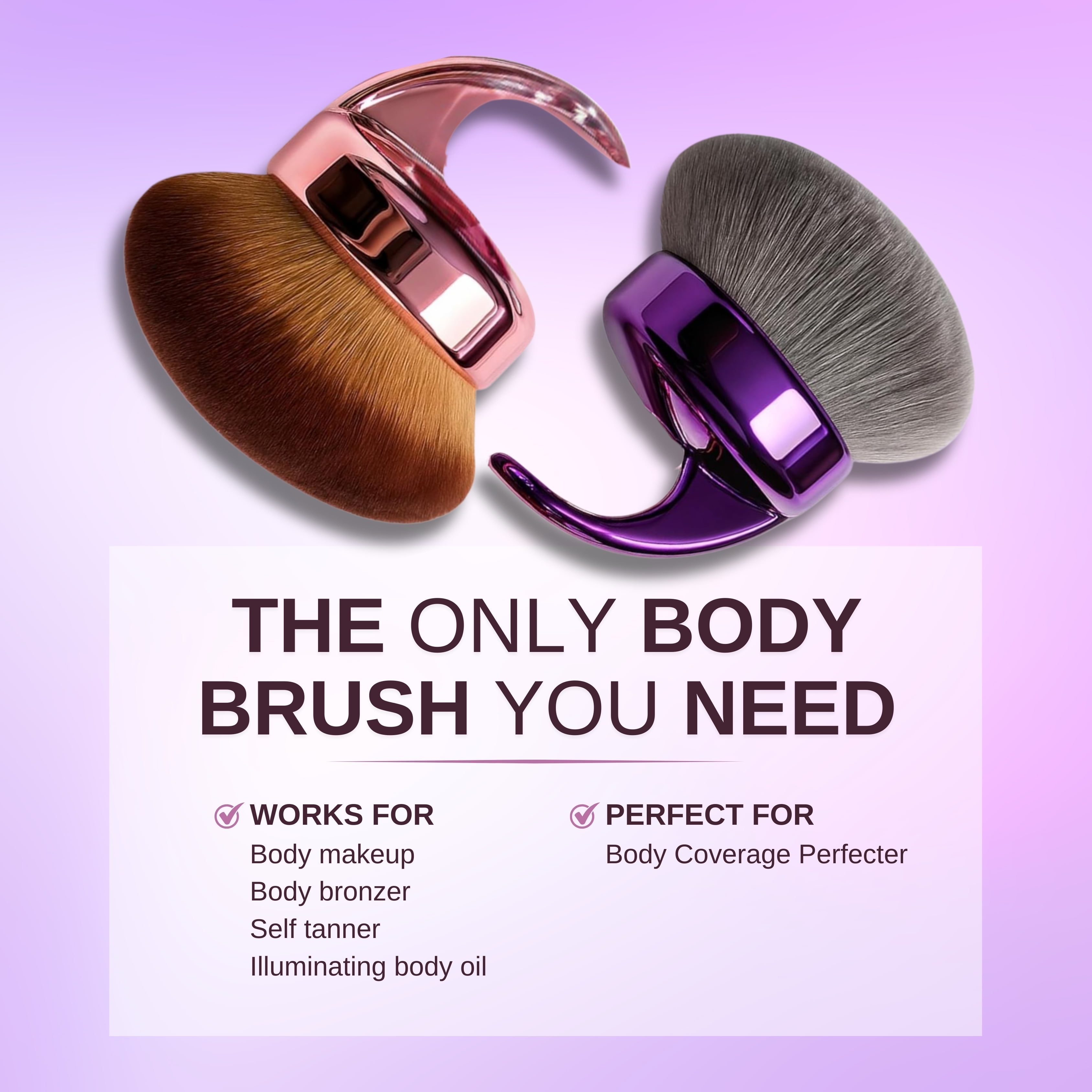 WendMart Charcoal-Infused Kabuki Brush for Self Tanner, Body Foundation & Bronzer – XL Body Makeup Applicator for Legs & Arms | Flawless, Streak-Free Airbrushed Finish