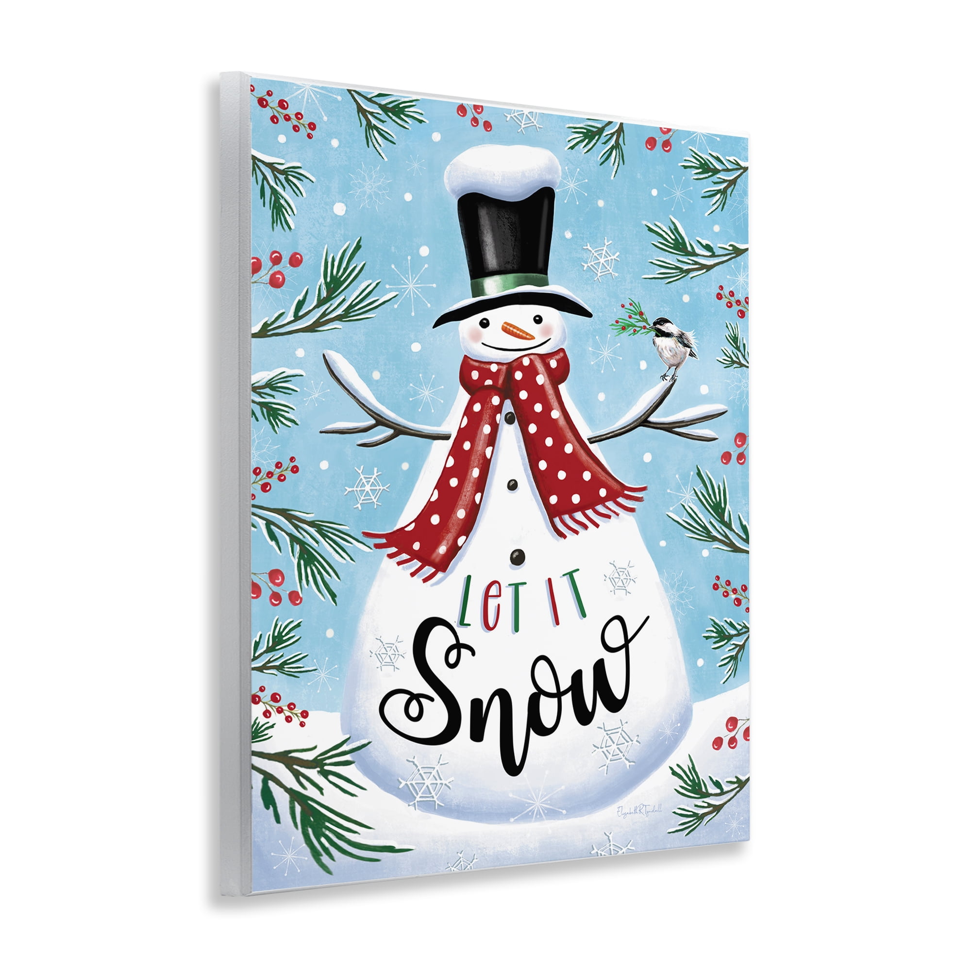 Stupell Industries Let It Snow Phrase Holiday Painting Unframed Art Print Wall Art, 11 x 14
