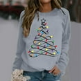 thumbnail image 2 of Wang6 Womens Plus Size Christmas Sweatshirts Crew Neck Christmas Tree Printed Hoodless Pullovers Long Sleeve White Graphic Tshirts Tops Grey L, 2 of 4