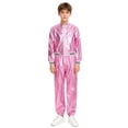 thumbnail image 6 of iiniim Boys Girls Hip Hop Modern Dance Outfit Shiny Metallic Long Sleeve Jacket and Pants Set Tracksuit Pink 16, 6 of 7