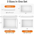 thumbnail image 2 of 6-Pack Serving Tray for Parties, Serving Platter in 3 Sizes for Entertaining, Food Display, Plastic Trays for Cookies, Stackable Rectangular Platters for Family(White), 2 of 3