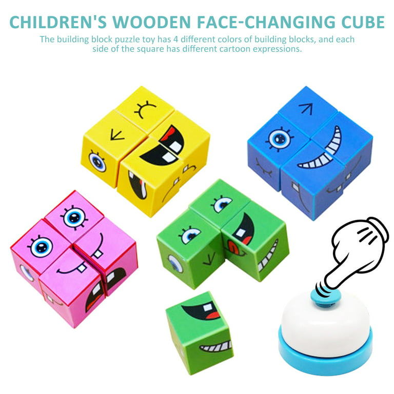 Face-changing Rubik Cube Building Blocks Model Children Toys Intelligent  Parent-child Board Games Wooden for Kid Wholesale