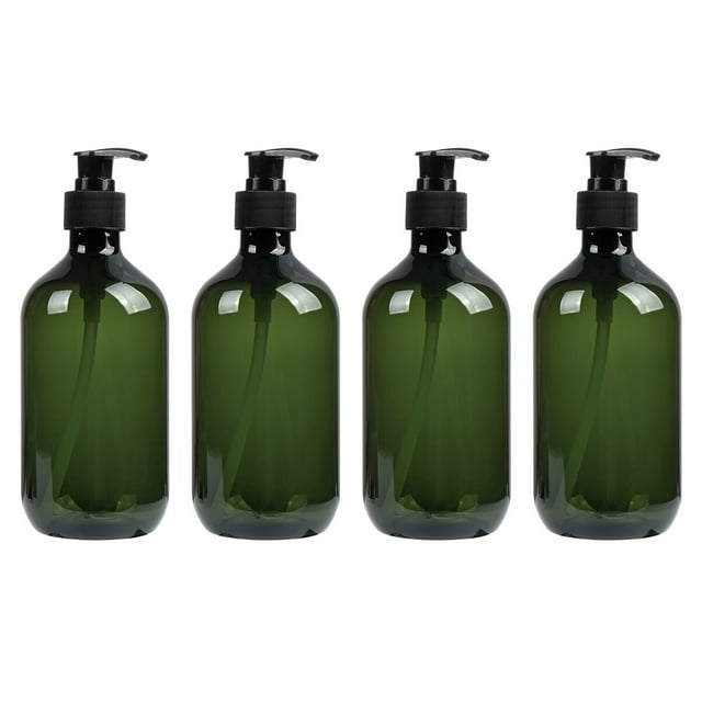 Juego de 4 botellas de cosméticos de 500 ml, tipo prensa, prácticas para viajes (verde)