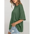 thumbnail image 2 of Oversized T Shirts for Women Short Sleeve Loose Fit Crewneck Summer Tops Casual Basic Rolled Sleeves Tee Shirt, 2 of 6