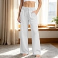 thumbnail image 2 of XuJwPNcy Women Baggy Sweatpants Fall Wide Leg Drawstring Workout Pants Classic Regular Fit Trousers with Pockets(White,X-Large), 2 of 6