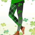 thumbnail image 2 of Arlun St. Patrick's Day Leggings for Women Trendy Checkered and Shamrock Printed Stretch Yoga Pants High Waisted Slim Fitting Sports Fitness Casual Leggings Mint Green S, 2 of 5