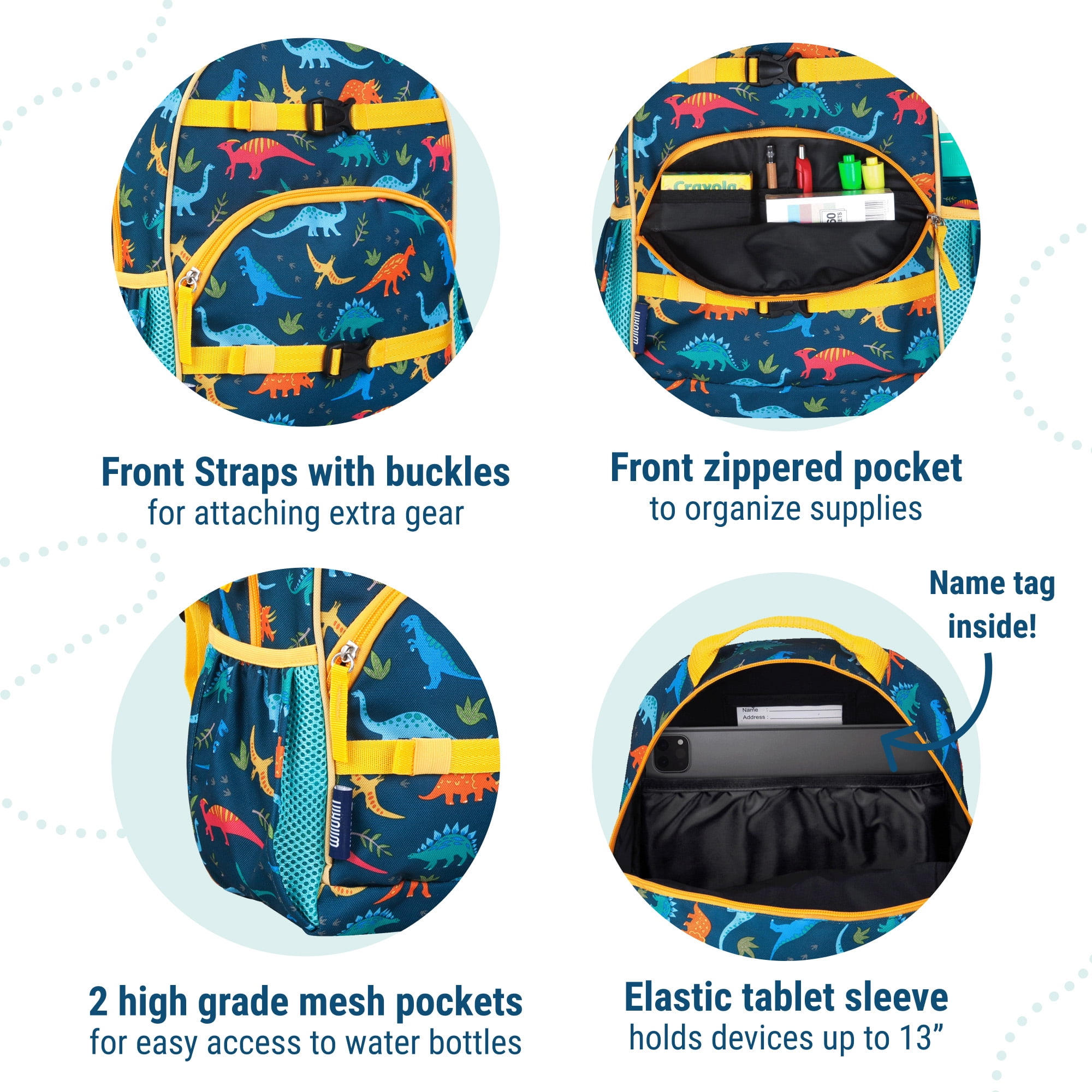 Wildkin Kids Jurassic Dinosaurs ECO rPET Next Gen Backpack - 15 Inch / 12L