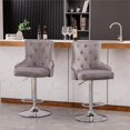 thumbnail image 4 of Alexent Tabourets de Bar en Velours Pivotants Réglables 43.7"-51.6" en Gris (Lot de 3), 4 of 7