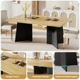thumbnail image 1 of Modern Rectangular Dining Table for 6-10 - Extra Large Wood Tabletop with Sturdy T-Shaped Pedestal Legs - Durable, Easy Assembly, Multi-Room Use - Kitchen, Conference, or Home - Oak and Black Color, 1 of 8