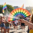 thumbnail image 6 of Vjnyvs Rainbow Folding Fans Colorful Hand Fans Party Decoration LGBT Summer Rave Fan Easy Open Portable Cooling Hand Fan for Halloween Parade, 6 of 7