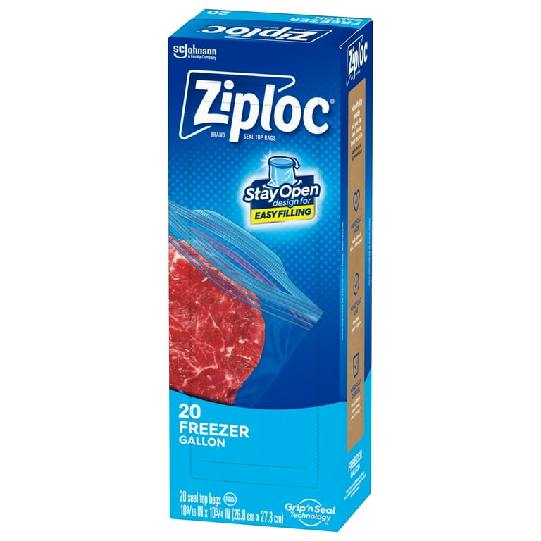 Ziploc® Brand Gallon Freezer Bags, Resealable, Large Storage, 20