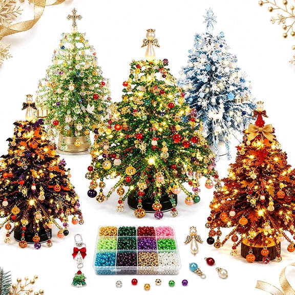 DIY Beaded Christmas Tree Kit, Crystal Holiday Craft Set for Adults, Beaded Ornament KIT, Christmas Tree Makes