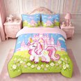 thumbnail image 3 of Manfei Cute Unicorn Castle 7-Piece Twin Bedding,Cartoon Princess Bedding Comforter Set,Reversible, 3 of 6