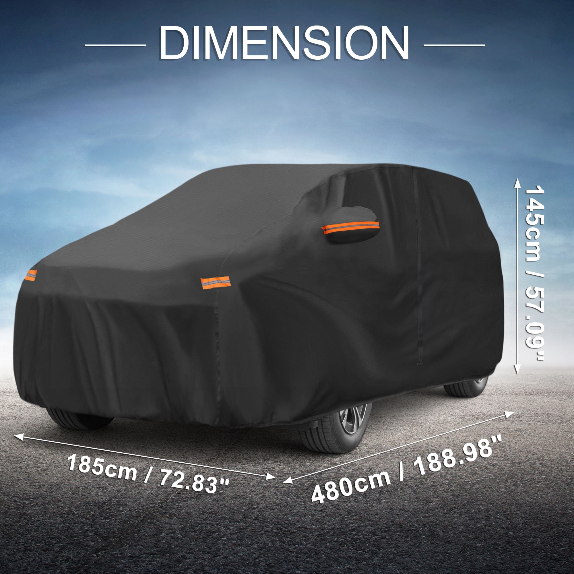Unique Bargains Car Cover 210D-PU Oxford Outdoor Full Car Cover Waterproof Windproof Black for Toyota BZ4X