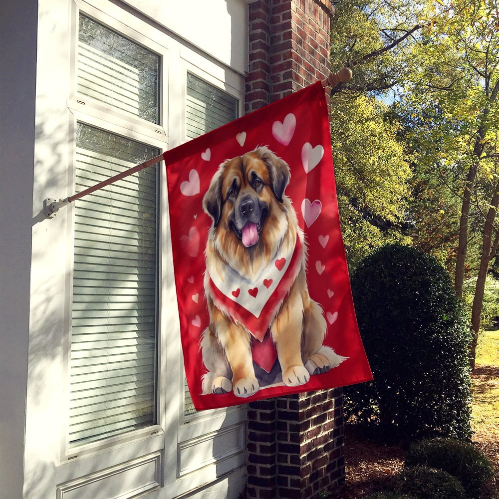 Leonberger My Valentine House Flag 28 in x 40 in