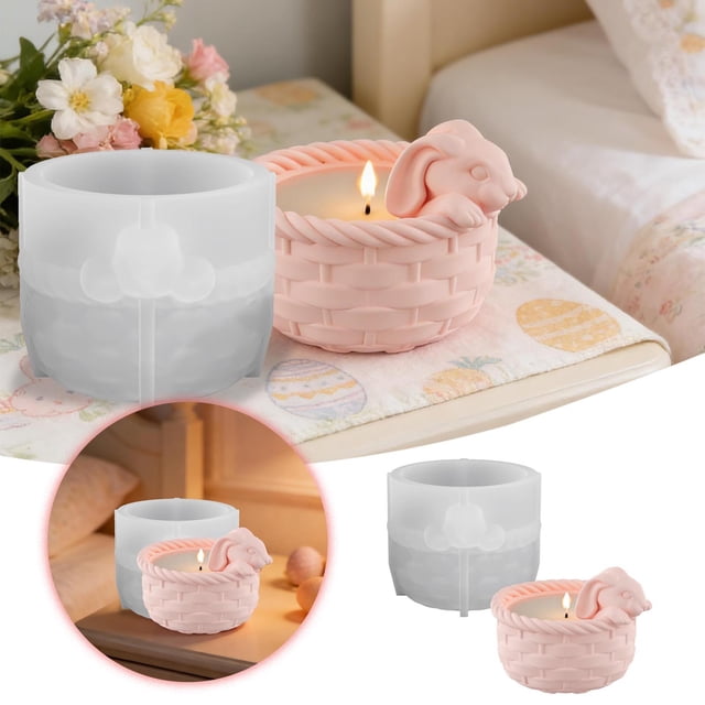 zhangmingg Easter Rabbit Silicone for DIY Candle Making Bunny Shape Epoxy Resin Craft Soap Non Stick Reusable Baking Tool