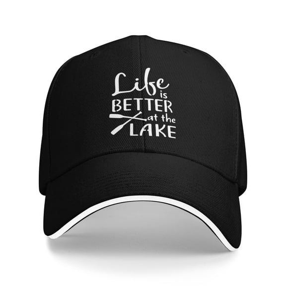 Life Is Better At The Lake Unisex Adult Baseball Caps Adjustable Casquette Dad Hat Sandwich Cap Outdoors Headwear