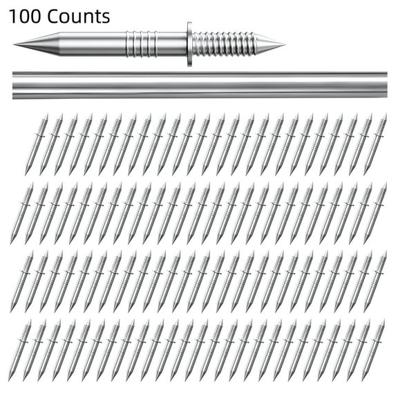 100 Counts Double-Headed Skirting Thread Seamless Nail Non Marking, Invisible Security Screws with Nail, Seamless Specific Sleeve Tool Skirting Line Nail for Solid Wood Baseboard