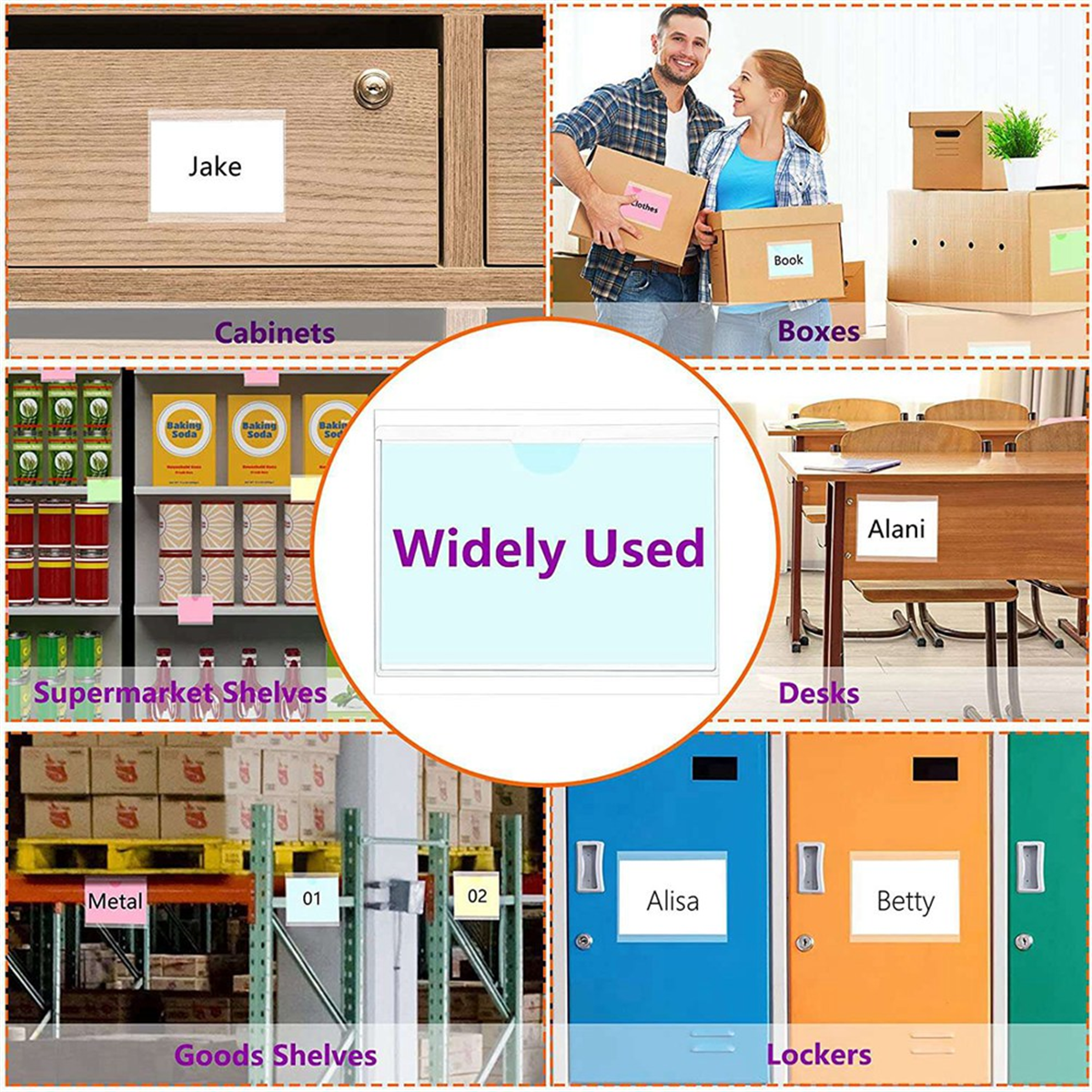 180Pcs Self-Adhesive Label Card Holder Index Pockets 6X8.5cm Clear Plastic Adhesive