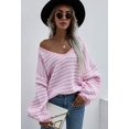 thumbnail image 4 of Womens Sweaters Pullover Oversized Deep V Neck Off Shoulder Tops Long Sleeves Loose Knit Sweater, 4 of 6