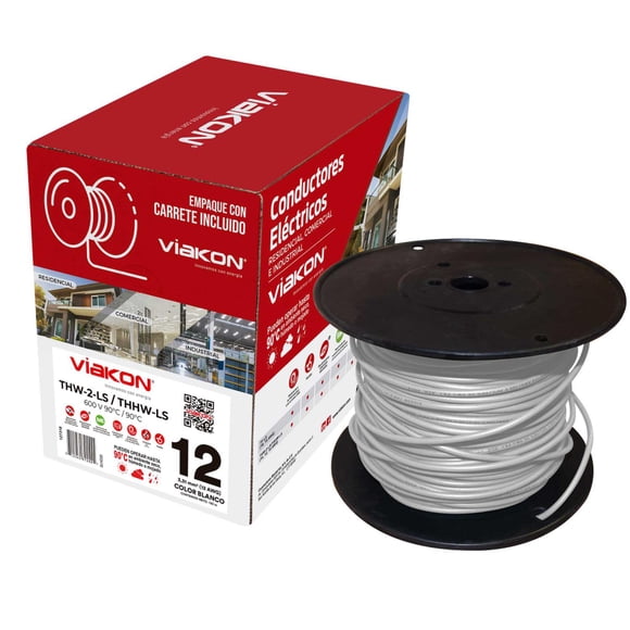 Cable Thw-2-Ls/Thhw-Ls Viakon Cal 12 Blanco 100M