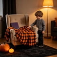 thumbnail image 6 of QISIWOLE Black and Orange Buffalo Plaid Blanket, 27x39in Soft Halloween Flannel Blanket for Sofa, Orange Checkered Plaid Fall Christmas Couch Throw, Warm Cozy Fall Bed Blanket Decor Gift, 6 of 6