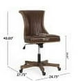thumbnail image 3 of GDF Studio Andrea Contemporary Upholstered Roll Back Swivel Office Chair, Dark Brown Faux Leather and Natural, 3 of 12
