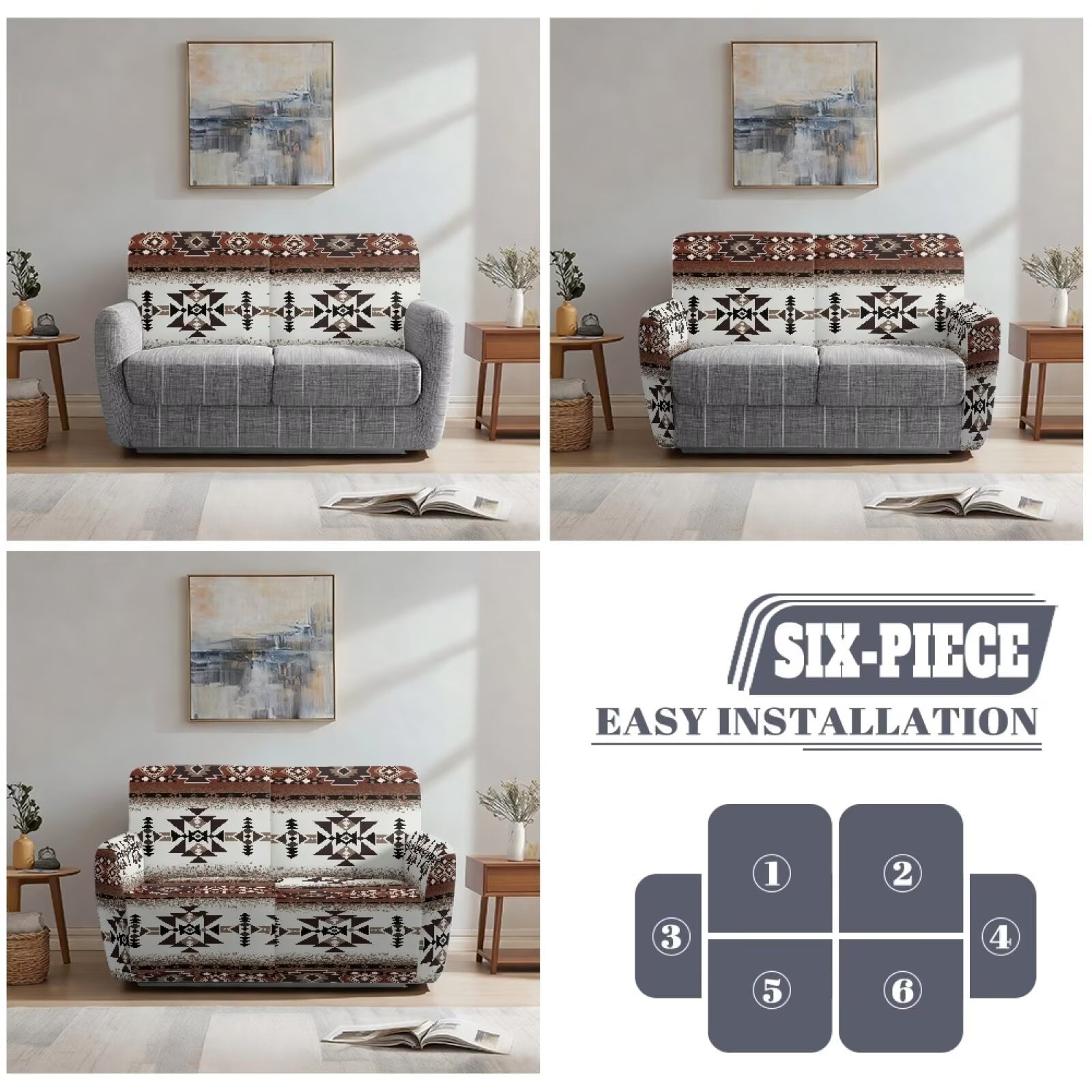 Yuyamidu Aztec Print Loveseat Recliner Covers 2 Seater Washable Recliner Loveseat Slipcover with Elastic Edge Non Slip Furniture Protector Covers for Pet