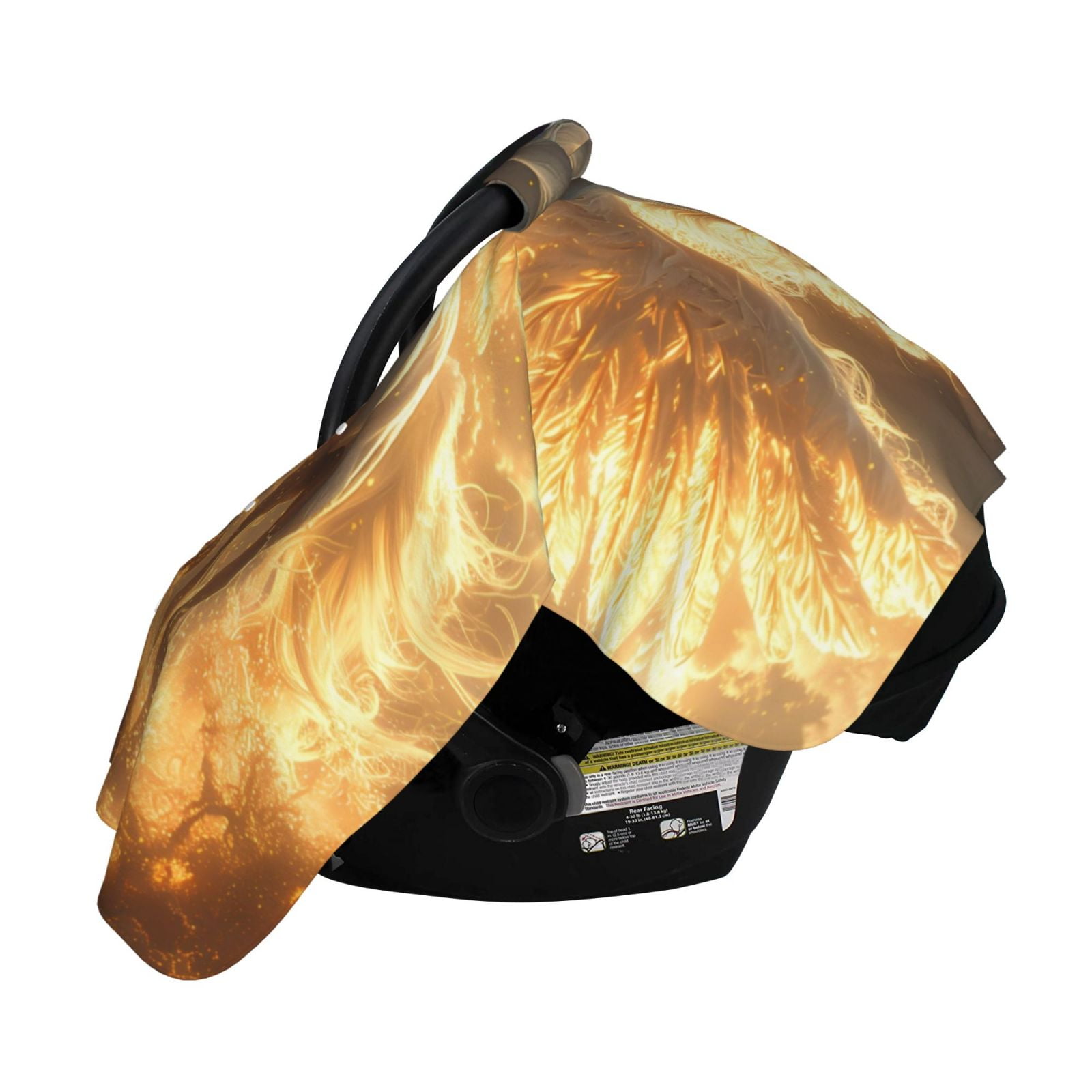 Naloa Golden Winged White Horse Baby Car Seat Cover, Breathable Baby Carrier Cover, Multiuse Baby Carrier Cover & Nursing Breastfeeding Cover