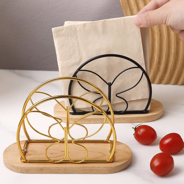 Portaservilletas de metal moderno Hierro Negro | Soporte vertical para servilletas de mesa en cocina, encimera | Sirvientas para cóctel y cena | Diseño elegante y ahorrador de espacio para uso