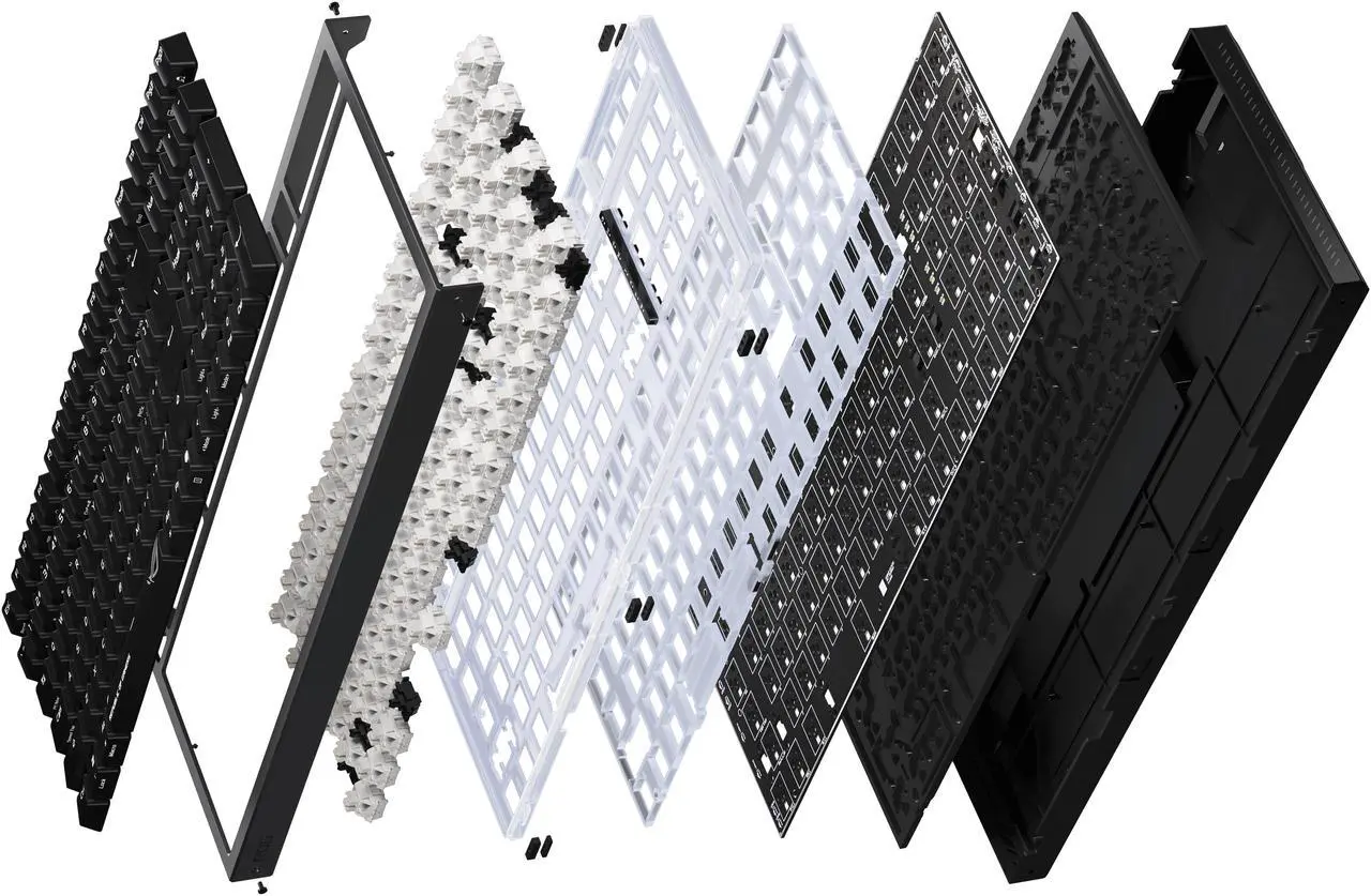 ASUS ROG Strix Morph 96 Wireless Mechanical Gaming Keyboard - 96% Full-Size, Tri-Mode, Hot Swappable NX Snow V2 Linear Switch, South Facing PCB, ABS Keycap, PC/Mac Support, Web-based Config - Black