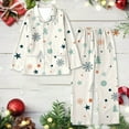 thumbnail image 2 of Tiweut Women's Pajamas Sets Christmas Lapel Long Sleeve Lapel Button Tops and Pants Set Full Print Santa Holiday Ladies Sleepwear Suit,Beige,L, 2 of 3
