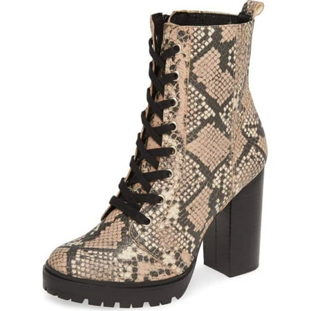 Steve Madden Women's Lead Black Leather Ankle Boots-Nude Snake (6, Nude