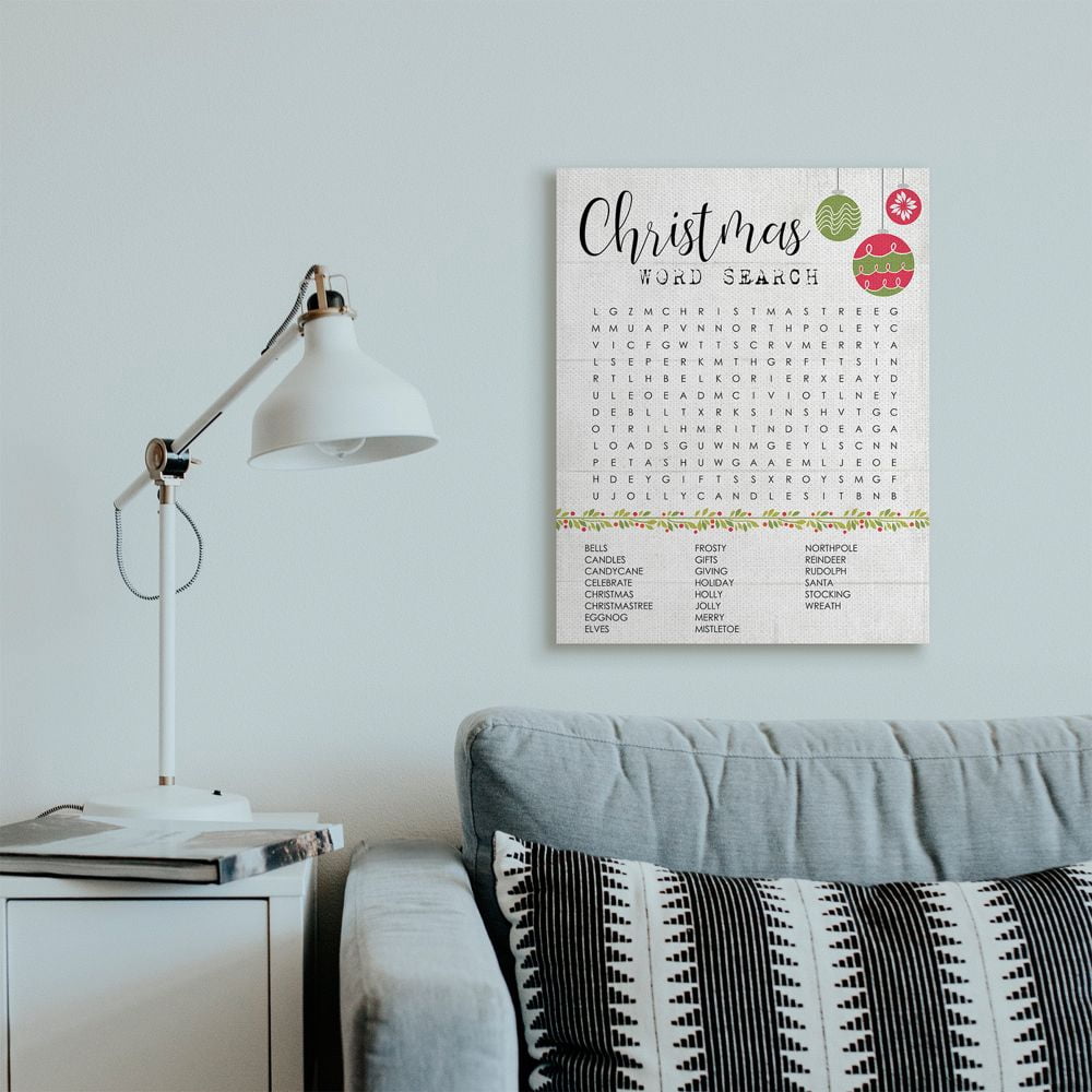 Stupell Indtries Christmas Word Search Holiday Activity Text Design Canvas Wall Art Design by Daphne Polselli, 24" x 30"