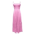thumbnail image 5 of DHFJKG Women's Summer Dress Smocked Cami Spaghetti Strap A Line Maxi Dress Fashion Beach Vacation Clothes Cozy Dresses, 5 of 6
