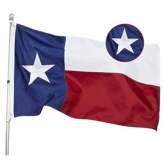 4x6 Feet Texas TX State Flag Embroidered Star Sewn Stripes Heavyweight 210D Oxford Nylon Vivid Color Heavy Duty Header Brass Grommets 4 Rows Hemming State Of Texas TX