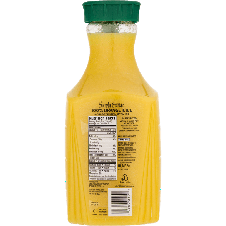 Simply Orange High Pulp 100% Pure-Squeezed Pasteurized Juicy Fruit