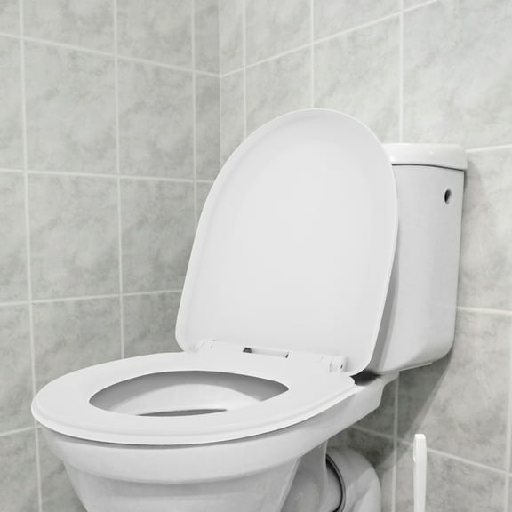 Ikoopy Oval Toilet Seat with Mounting Corner Thickened Pressure Resistant PP Quick Release Toilet Lid with Back Support