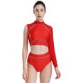 thumbnail image 3 of vastwit Costume de Danse pour Femmes Manches Longues Ballet Entraînement Gym Course Hauts Rouge m, 3 of 7