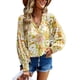thumbnail image 3 of Camisa Suave, Blusa De Mujer De Encaje Empalmado Transpirable Con Estampado Floral Con Escote En V Para Citas Para El Hogar, 3 of 4