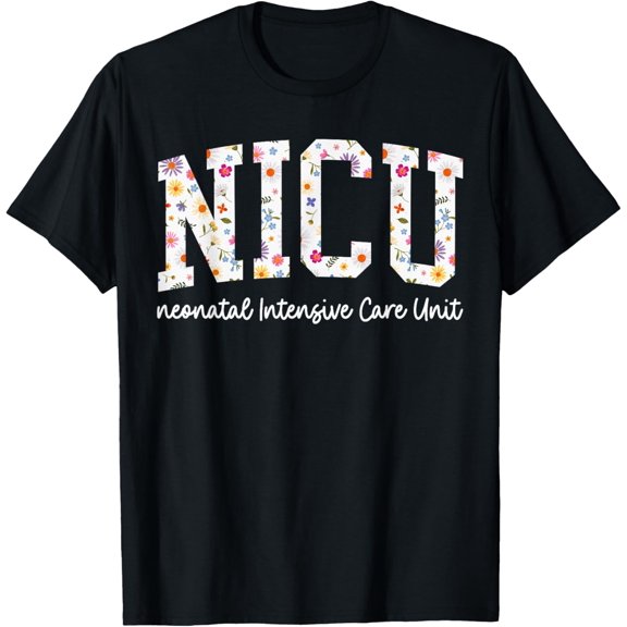 Retro Floral NICU NURSE Groovy Neonatal Intensive Care Unit T-Shirt