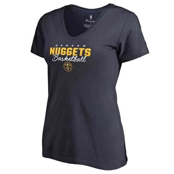 Women's Navy Denver Nuggets Script Assist V-Neck T-Shirt