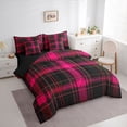 thumbnail image 3 of Castle Fairy Black Pink Checkered Twin Bedding Sets,Stripes Plaid Bedding Comforter Set, 3 of 8