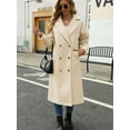 thumbnail image 4 of Lapel Collar Double Breasted Women's Winter Elegant Coats Long Notched Pea Coat, 4 of 8
